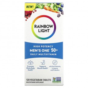 Rainbow Light, Men One 50+ Daily, мультивитамины, высокая эффективность, 120 вегетарианских таблеток - описание