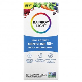 Rainbow Light, Men One 50+ Daily, мультивитамины, высокая эффективность, 60 вегетарианских таблеток в Москве - eco-herb.ru | фото