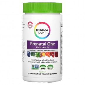 Rainbow Light, Prenatal One ™, мультивитамины для ежедневного применения, высокая эффективность, 150 веганских таблеток в Москве - eco-herb.ru | фото