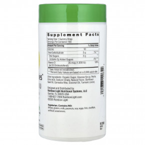 Rainbow Light, Sunny Gummies ™, витамин D3, вкусный лимон, 25 мкг (1000 МЕ), 100 жевательных таблеток в Москве - eco-herb.ru | фото