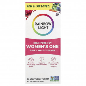 Rainbow Light, Women's One™, ежедневная мультивитаминная добавка для женщин, высокая эффективность, 60 вегетарианских таблеток - описание | фото