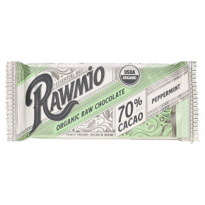 Rawmio, Essential Bar, органический необработанный шоколад, 70% какао, перечная мята, 30 г (1,1 унции) - описание