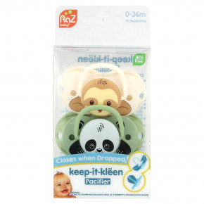 RaZbaby, Keep-It-Kleen, соска-пустышка, для 0–36 мес, Sloth & Panda, 2 шт. в Москве - eco-herb.ru | фото