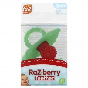 RaZbaby, RaZ-berry, прорезыватель для зубов, для детей от 3 месяцев, зеленый/красный, 1 шт. в Москве - eco-herb.ru | фото