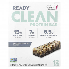 Ready, Clean Protein Bar, темный шоколад с морской солью, 12 батончиков, 56 г (1,98 унции) в Москве - eco-herb.ru | фото