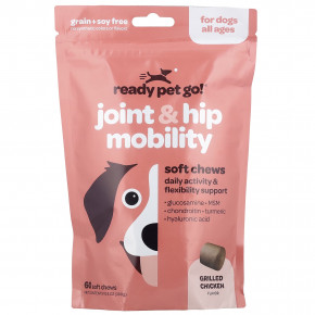 Ready Pet Go, Подвижность суставов и бедер, для собак, для всех возрастов, курица-гриль, 60 жевательных таблеток, 300 г (10,6 унции) в Москве - eco-herb.ru | фото
