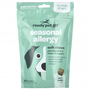 Ready Pet Go, Seasonal Allergy, для собак, для всех возрастов, пикантный сыр, 60 жевательных таблеток, 240 г (8,5 унции) в Москве - eco-herb.ru | фото