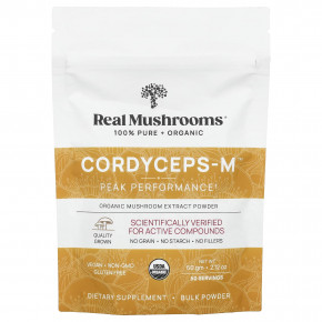 Real Mushrooms, Cordyceps-M ™, порошок экстракта органических грибов, 60 г (2,12 унции) - описание | фото