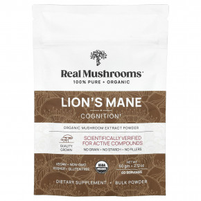 Real Mushrooms, Lion's Mane, порошок из экстракта органических грибов, 60 г (2,12 унции) в Москве - eco-herb.ru | фото