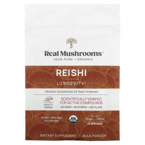 Real Mushrooms, Рейши, органический экстракт грибов в порошке, 45 г (1,59 унции) - описание | фото