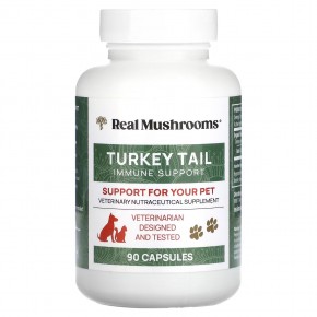 Real Mushrooms, Turkey Tail, Support for Your Pet, 90 Capsules в Москве - eco-herb.ru | фото