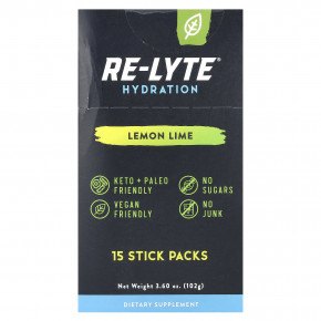 Redmond Trading Company, Re-Lyte® Hydration, лимон и лайм, 15 пакетиков в стиках по 6,8 г (0,24 унции) - описание