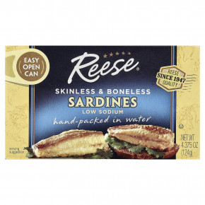 Reese, сардины без кожи и костей, с низким содержанием натрия, 124 г (4,375 унции) в Москве - eco-herb.ru | фото