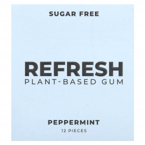 Refresh Gum, Жевательная резинка на растительной основе, без сахара, перечная мята, 12 шт. - описание | фото