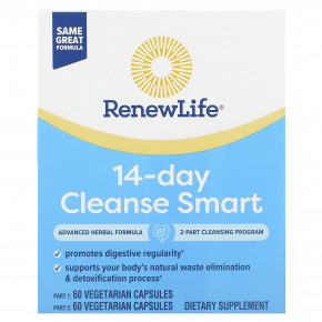 Renew Life, Advanced Cleanse Smart, 2 флакона, по 60 растительных капсул в каждом - описание | фото