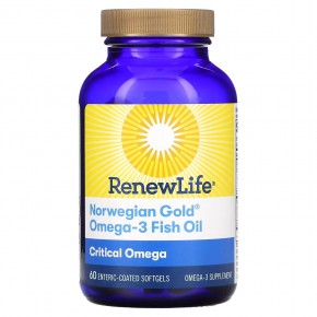 Renew Life, Norwegian Gold®, Critical Omega™, рыбий жир высшего качества, 60 капсул из рыбьего желатина - описание | фото