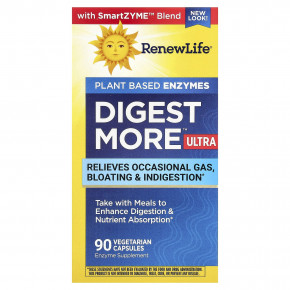 Renew Life, DigestMore™ Ultra, ферменты растительного происхождения, 90 вегетарианских капсул - описание | фото