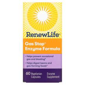 Renew Life, Gas Stop ™ Enzyme Formula, 60 вегетарианских капсул - описание | фото