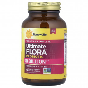 Renew Life, комплекс для женщин, пробиотик Ultimate Flora™, 90 млрд КОЕ, 60 веганских капсул с отсроченным высвобождением в Москве - eco-herb.ru | фото