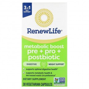 Renew Life, Metabolic Boost, Pre + Pro + Postbiotic, 30 вегетарианских капсул в Москве - eco-herb.ru | фото