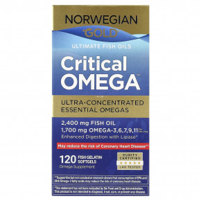 Renew Life, Norwegian Gold®, рыбий жир Critical Omega™, 120 капсул из рыбьего желатина в Москве - eco-herb.ru | фото