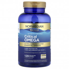 Renew Life, Norwegian Gold®, рыбий жир Critical Omega™, 120 капсул из рыбьего желатина в Москве - eco-herb.ru | фото