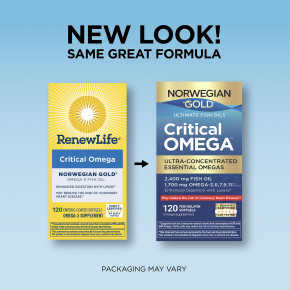 Renew Life, Norwegian Gold®, рыбий жир Critical Omega™, 120 капсул из рыбьего желатина в Москве - eco-herb.ru | фото