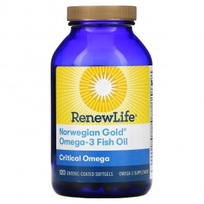 Renew Life, Norwegian Gold®, рыбий жир Critical Omega™, 120 капсул из рыбьего желатина в Москве - eco-herb.ru | фото