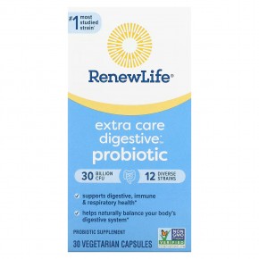 Renew Life, Ultimate Flora Extra Care Probiotic, 30 млрд КОЕ, 30 вегетарианских капсул в Москве - eco-herb.ru | фото