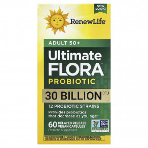 Renew Life, Ultimate Flora™, пробиотик для взрослых от 50 лет, 60 веганских капсул - описание | фото