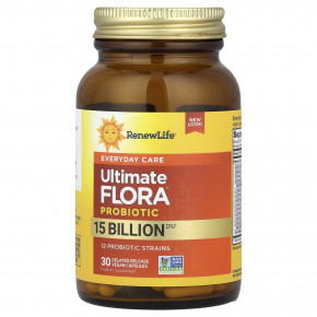 Renew Life, Ultimate Flora™, пробиотик Ultimate Flora™, 15 млрд КОЕ, 30 веганских капсул с отсроченным высвобождением в Москве - eco-herb.ru | фото