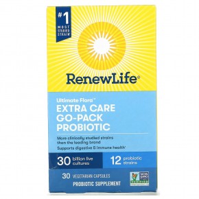 Renew Life, Ultimate Flora, Go-Pack пробиотик с повышенной силой действия, 30 млрд живых культур, 30 вегетарианских капсул в Москве - eco-herb.ru | фото