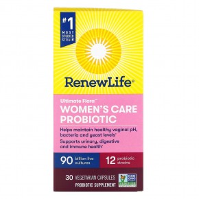 Renew Life, Women's Wellness, пробиотик для женского здоровья, 90 млрд КОЕ, 30 вегетарианских капсул - описание