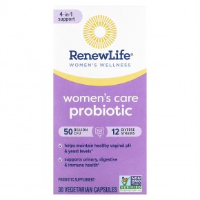 Renew Life, пробиотик для женского здоровья, 50 млрд КОЕ, 30 вегетарианских капсул - описание