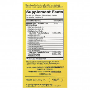 Renew Life, Women's Care, пробиотик Ultimate Flora™, 25 млрд КОЕ, 30 веганских капсул с отсроченным высвобождением в Москве - eco-herb.ru | фото