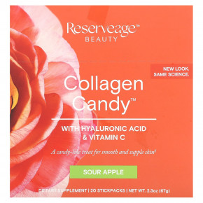 Reserveage Beauty, Collagen Candy, кислое яблоко, 20 пакетиков по 3,35 г (0,1 унции) в Москве - eco-herb.ru | фото