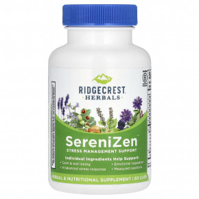 RidgeCrest Herbals, SereniZen, поддержка для снятия стресса, 60 капсул - описание | фото