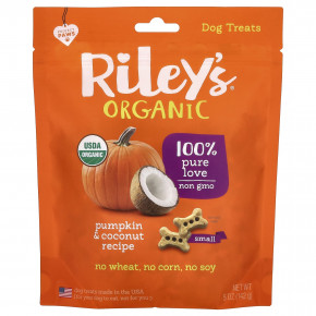 Riley’s Organics, Органические лакомства для собак, маленький размер, с тыквой и кокосом, 142 г (5 унций) в Москве - eco-herb.ru | фото