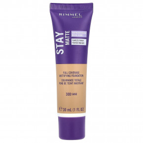 Rimmel London, Stay Matte, матирующая основа для полного покрытия, песочный 300, 30 мл (1 жидк. унц.) - описание | фото