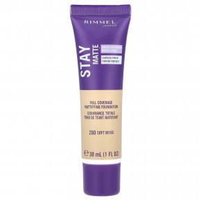 Rimmel London, Stay Matte, матирующий тональный крем с полным покрытием, оттенок 200 светлый бежевый, 30 мл (1 жидк. унция) в Москве - eco-herb.ru | фото