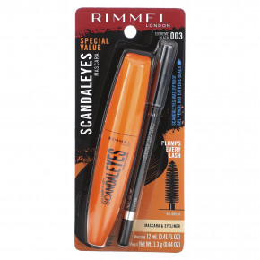 Rimmel London, Тушь для ресниц Scandaleyes с водостойким лайнером Kohl Kajal, 003 Extreme Black, набор из 2 предметов в Москве - eco-herb.ru | фото