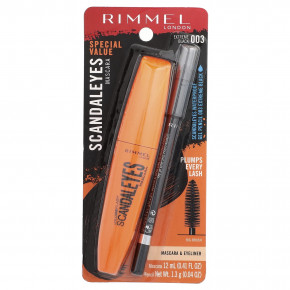 Rimmel London, Verified Eyes, тушь для ресниц с водостойким гелевым карандашом, оттенок 003 насыщенный черный, набор из 2 предметов в Москве - eco-herb.ru | фото