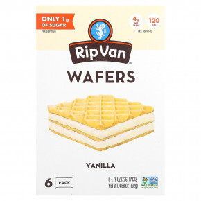 Rip Van Wafels, вафли, с ванильным вкусом, 6 пакетиков по 22 г (0,78 унции) - описание