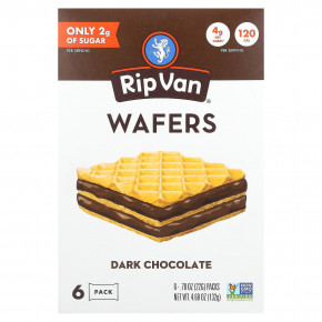 Rip Van Wafels, вафли, темный шоколад, 6 упаковок по 22 г (0,78 унции) - описание