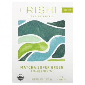 Rishi Tea, Organic Green Tea, Matcha Super Green, 15 пакетиков, 40,5 г (1,42 унции) в Москве - eco-herb.ru | фото