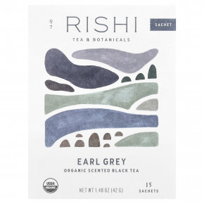 Rishi Tea, Органический ароматизированный черный чай, Earl Grey, 15 пакетиков, 42 г (1,48 унции) - описание | фото