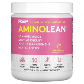 RSP Nutrition, AminoLean, Energy, со вкусом розового лимонада, 246 г (8,68 унции) - описание