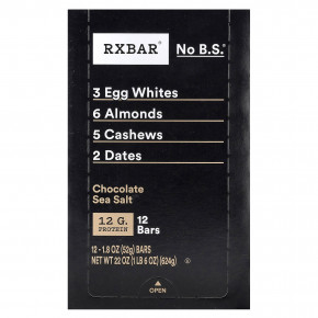 RXBAR, Protein Bar, шоколадная морская соль, 12 батончиков, 52 г (1,8 унции) в Москве - eco-herb.ru | фото
