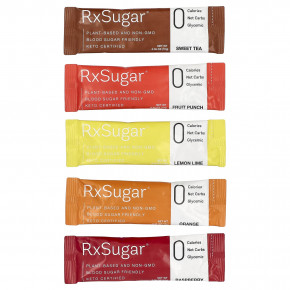 RxSugar, Swealthy Stix, ароматизированный аллюлозный сахар, сладкий чай, фруктовый пунш, лимон и лайм, апельсин, малина, 30 пакетиков по 10 г (0,35 унции) в Москве - eco-herb.ru | фото