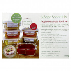 Sage Spoonfuls, Жесткие стеклянные баночки для детского питания, 6 упаковок по 120 мл (4 унции) (Товар снят с продажи) в Москве - eco-herb.ru | фото